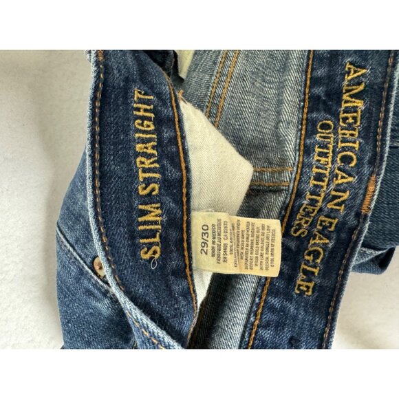 American Eagle Men’s Jeans 29x30 Slim Straight Leg Blue Medium Wash - Picture 4 of 7